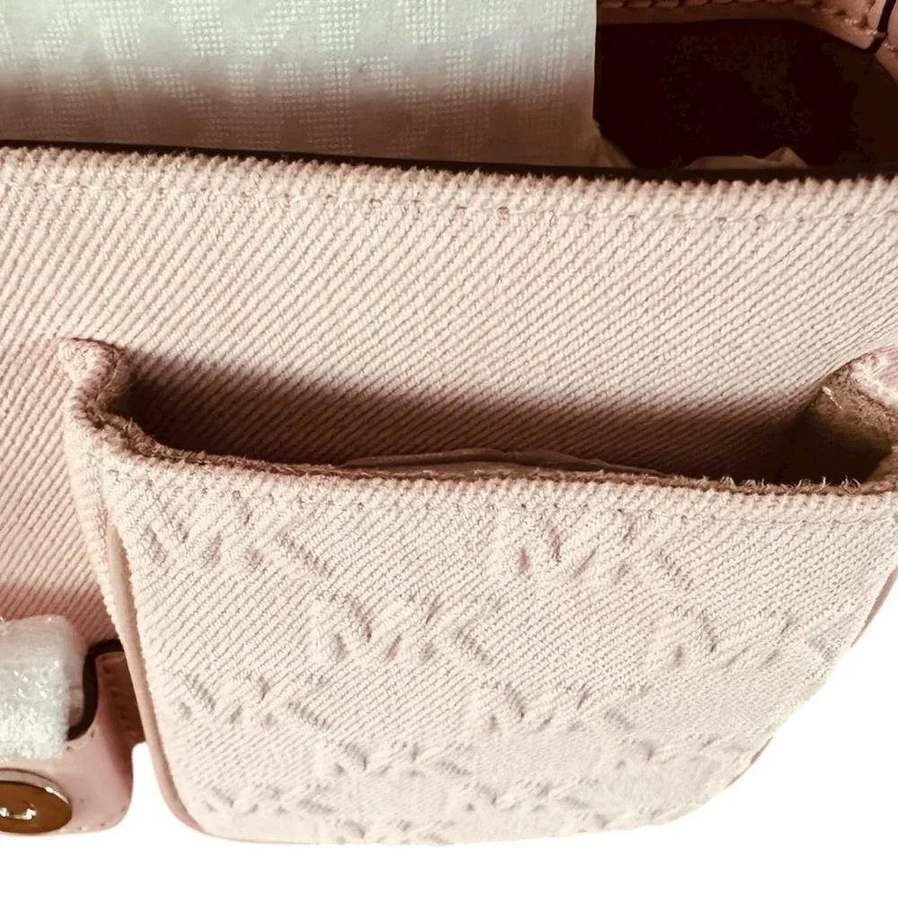 Michael Kors Colby Medium Shoulder Bag Rosewater Pink NWT Logo Canvas